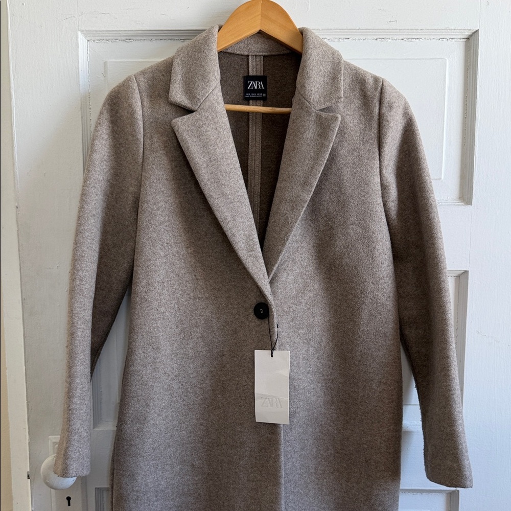 Zara Basic Soft Coat Front Button Beige Classic T… - image 10